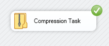 Compression Task component showing a successful execution in the SSIS control flow canvas.